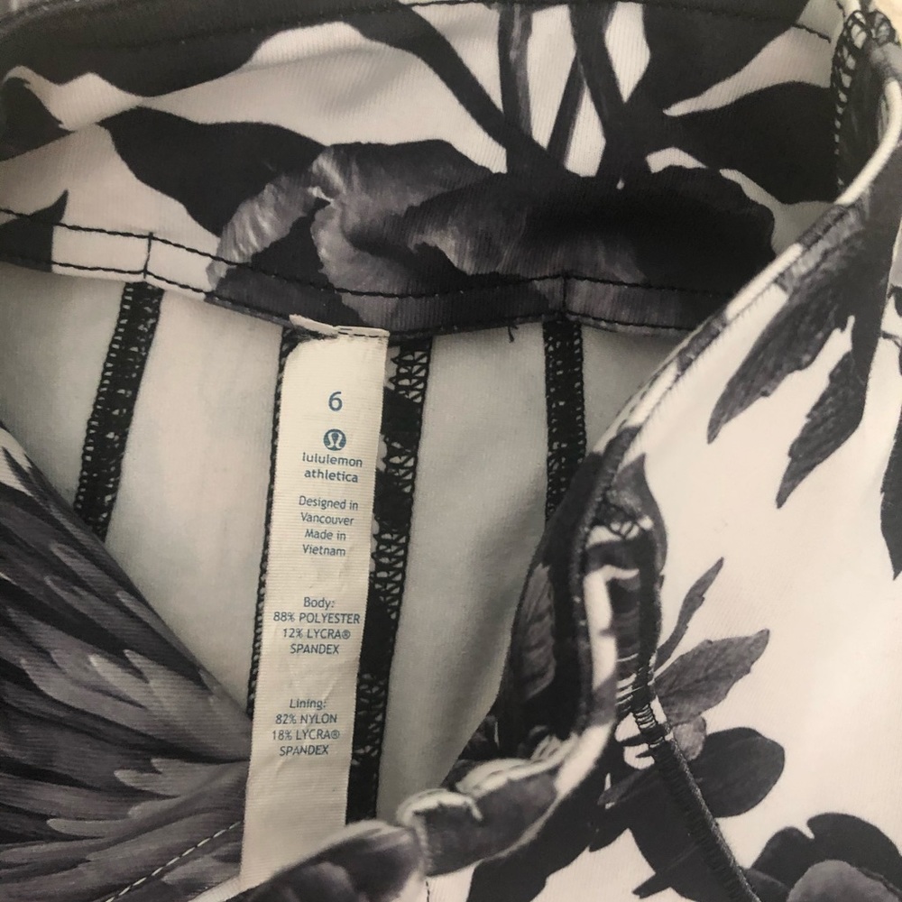 Lululemon Athletica Black and White Floral Top